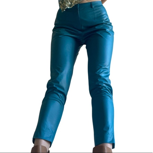 Beautiful aqua blue PU pants in Perfect condition. Size small - Picture 3 of 8